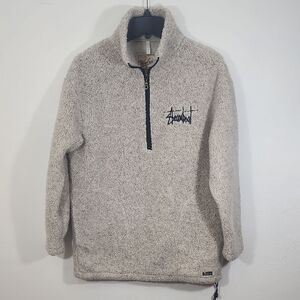 Woolrich Cream Sherpa Pullover Size Small Steamboat Embroidered Unisex